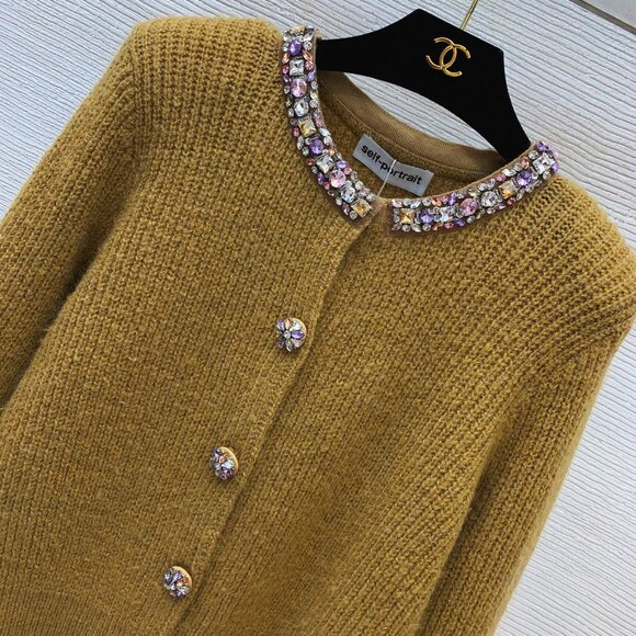 Self-Portrait Embellished Wool-Blend Cardigan - Picture 5 of 12